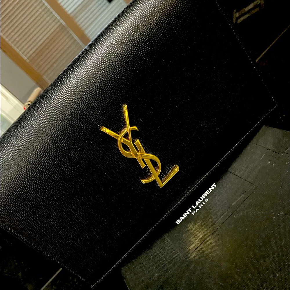 COPY - YSL clutch purse with gold hardware